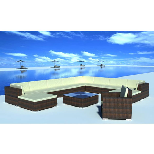 Orren Ellis 12 Piece Patio Lounge Set with Cushions Poly Rattan Wayfair